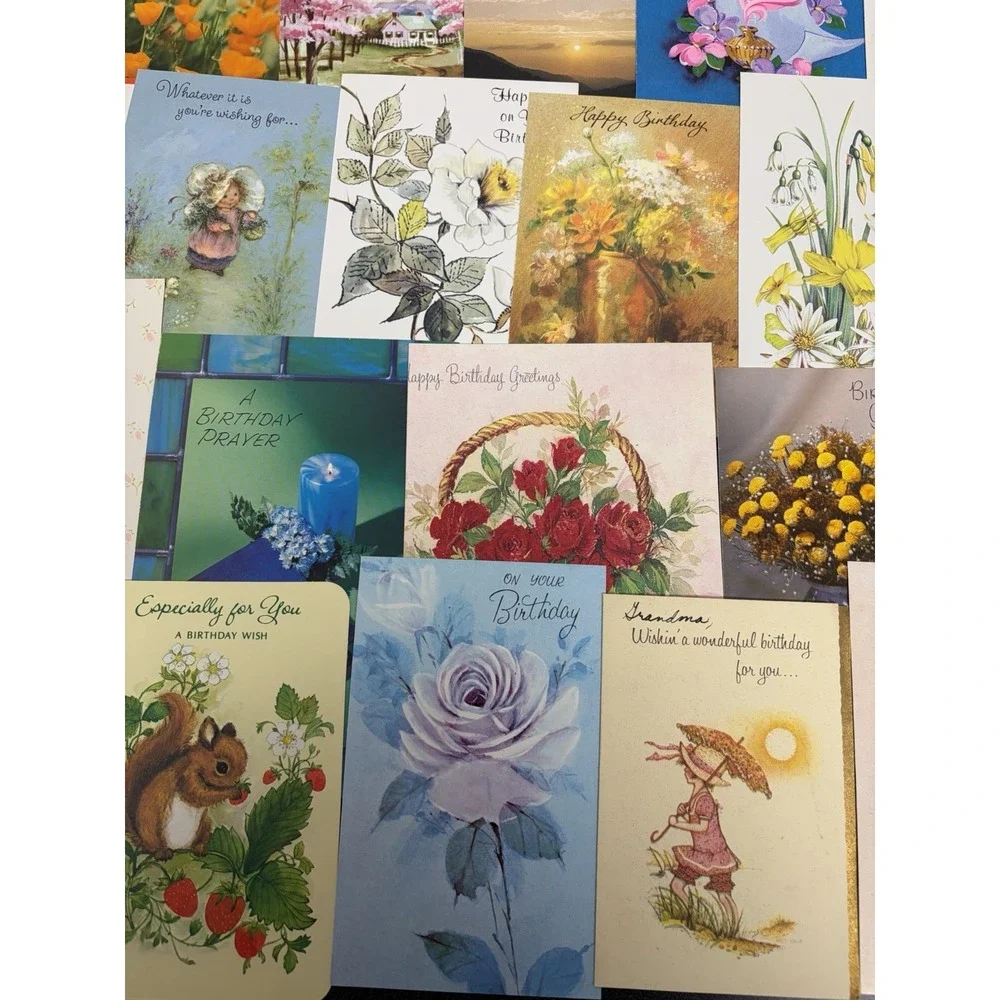 Vintage Birthday Cards Some Fronts ONLY Scrapbooking Crafts Decoupage Lot of 50+